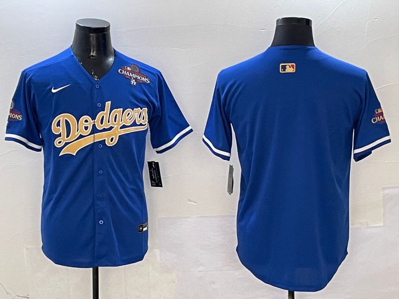 Men Los Angeles Dodgers Blank Blue Champion gold character 2025 Nike MLB Jersey style 2->los angeles dodgers->MLB Jersey